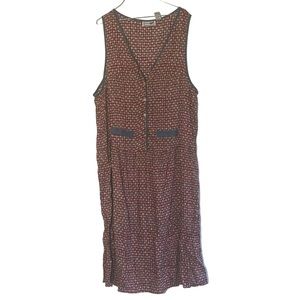 Vintage 90s floral pattern jumper drop waist plus size cottagecore maxi dress